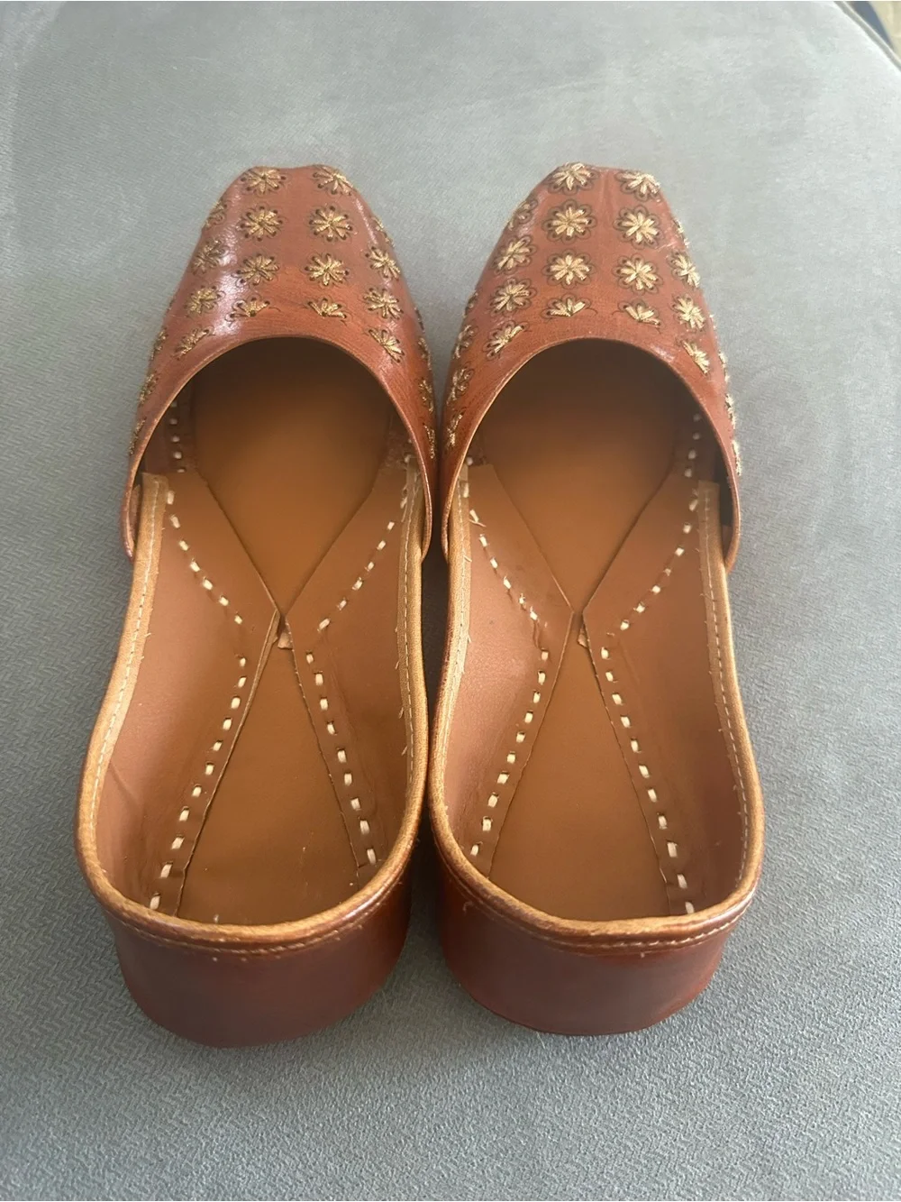Embroidered Brown Floral Women's Jutti Flats